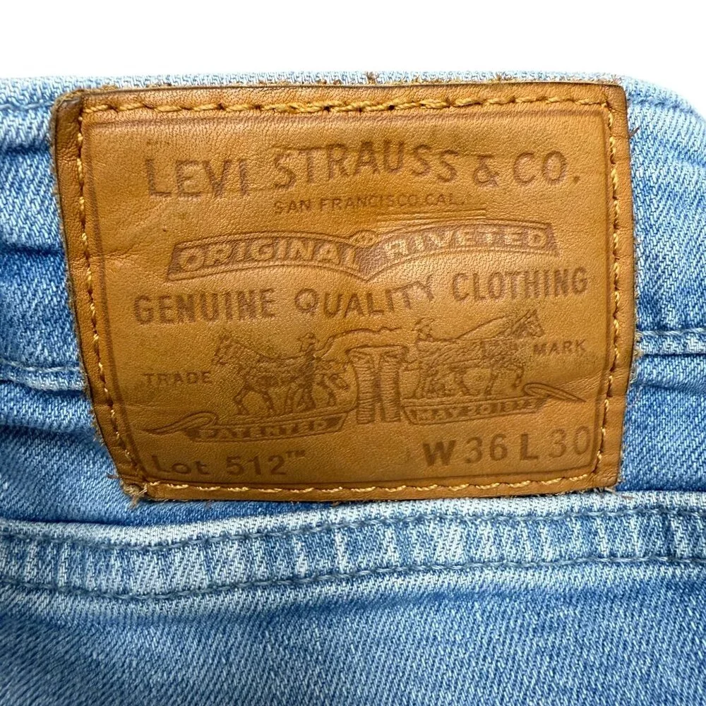 EUC Men's LEVI'S® 512 Big E‎ Premium Slim Tapered Flex Jeans | Size 36 X 30